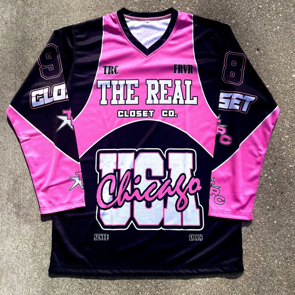 Pink and Black Graphic Long Sleeve Jersey